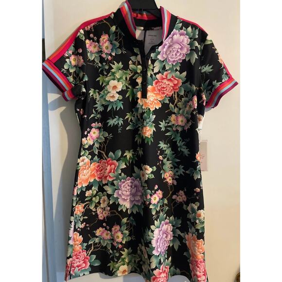 Johnny Was Bee Active Dress Golf Polo Short Sleeve Floral Womens XL NWT - Picture 1 of 6